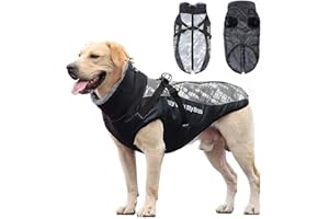 ACXILEXY Giacca Invernale Calda Cani, Cappotto per Cani Impermeabile con Strisce Riflettenti Cappotto per Cani Giacca Calda, Invernale Cappottino Cane con Collo di Pelliccia per Cani Grande Media
