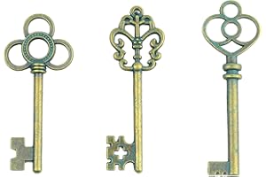 Makhry Mixed Pack of 30 Vintage Retro Rustic Skeleton Keys in Antique Aerugo Color,3 Style,30 pcs Rustic Wedding Favor(Antique Aerugo)