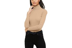 Re Tech UK Womens Jumpers Plain Ribbed Cotton Polo Turtle Roll Neck Tunic Top Long Sleeve Sweatshirt Ladies Winter Clothes Pullover Sweaters