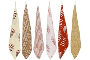 LEBZE LifeTree Suave Toallas de Lavabo, Algodon Toalla Infantil Muselinas Bebe, 27 X 27cm Accesorio de Bebé Pañuelo para Niños Pack de 6 Estilo D