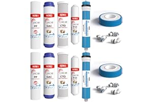 JACAR Pack Doble de Filtros de Osmosis inversa 5 Etapas con Membrana de 50 gpd Compatibles con todos los Modelos NO COMPACTOS, Recambios de Filtro Osmosis inversa para Filtracion de Agua y Accesorios