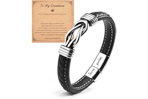 MANVEN Son Gifts Grandson Gift Bracelet Infinity Knot Braided Leather Bracelet from Mum Dad Gifts for Boys To My Son Grandson Christmas Birthday Gifts For Boys Men