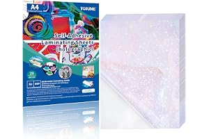 TOJUNE Holografisk Självhäftande Kalllamineringsfilm A4 50mic (Stjärna) | Vattentät Kalllamineringsfilm, Ingen Maskin Behövs, Högkvalitativ Film för Hantverk, Foton och Menyer, 20 Stycken