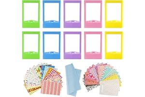 AIPAIDE 10 Mini Cornici Per Foto Con 40 Fogli Adesivi Colorati Per Foto Istantanee e 1 Panno Per Pulizia Compatibile Con Fujifilm Instax Mini 11 9 8 70 7s 90 26 Pellicola Per Fotocamera Istantanea