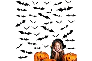JOKBEN 2022Upgraded Halloween 3D Bats Decoration, Halloween Party Supplies Decorative Scary Bats Wall Decal Wall Sticker, Halloween Home Window Decoration Set (72PCS-Style A)