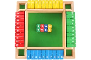 SCBOY Shut The Box Jeux en Bois Jeu de dés Adéquation 2-4 Personnes Jeux de société en Bois Fête de Famille Jeu de Table pour Enfants et Adultes