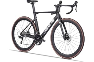 SAVADECK Bicicleta de Carretera de Fibra de Carbono, Bicicleta con Cuadro y Juego de Ruedas de Fibra de Carbono, Bicicleta de Carreras de Fibra de Carbono con Juego de Cambios 105 R7120 24S