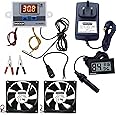 Shockley XH-W3001-50 to 110c Intelligent Digital Thermostat Temperature Controller Combo XH-W3001 (12V Without Direct Output) + 12V 2AMP Adapter + 2 Fan + Alligator Clips + DC Jack + Hygrometer FY-11