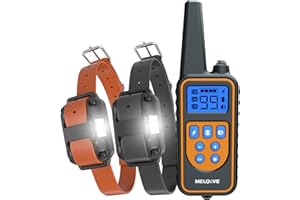 MELOIVE Collier de Dressage pour Deux Chiens Rechargeable, Portée de 2300m, avec Mode Vibration, Son, Choc Statique et Lumière, IPX67 Résistant à L’Eau,Adapté Aux Chiens de Petites et Moyennes Tailles