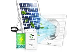 ecoCalm Ventilatore Solare per Esterni con Panca Solare, Ventola Solare Impermeabile 150mm con Pannello Solare 12V e Cavo 4,5M, Accessori Serra per Casa Giardino, Pollaio, Campeggio