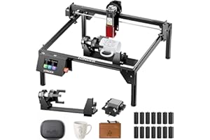 LONGER Grabador láser de 10 W – Máquina de grabado CNC DIY para metal, vidrio y madera, superficie de trabajo 400 × 400 mm, con kit de asistencia de aire y rodillo giratorio