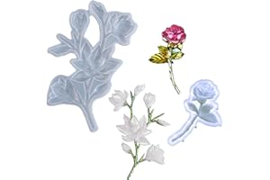 Attuslla 2 Pz Forma di Rose Fiore Stampi in Silicone, Fiori 3D Stampi in Silicone per Resina per La Decorazione di Torte, Cioccolato, Cera per Sapone e Progetti di Artigianato