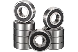 HiPicco 6001-2RS Deep Groove Ball Bearings, ID 12mm x OD 28mm x Width 8mm Double Rubber Sealed Ball Bearing Pre-Lubricated Chrome Steel Z2 Lever 10pcs