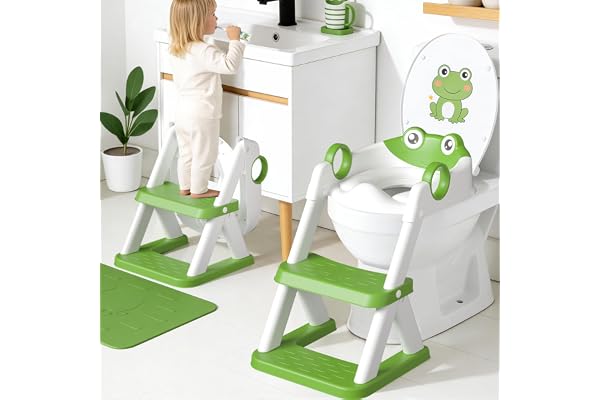 COOSEYA Grenouille Reducteur Toilette Enfant, Réducteurs de Toilettes Bebe, Adaptateur Wc Enfant 2 en 1 Pour GarçOns et Filles, avec Protection Anti éClaboussures