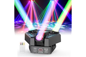 FIERYZEAL 180W Moving Head LED mit Fernbedienung, RGBW Beam Bühnenlicht Strahl 24/32CH Partylicht Scheinwerfer für Disco DJ Club Bar Tanzfläche