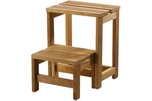 Aranaz | Taburetes Escalera | Banqueta con 2 Peldaños | Doméstica | Multifuncional | Bancos de Tocador | Ideal para Hogar, Cocina y Dormitorio | Ahorra Espacio | Madera de Haya | Aceite | 42x32x40 cm