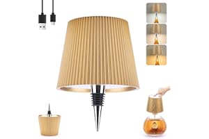 JUCHRZEY Lampada for bottiglia senza fili Ricaricabile 2000mAh Lampada for bottiglia di vino a LED 3 colori dimmerabile (Oro)