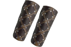 COSFAN Bracciali Medievali Vintage in finta pelle,Bracciali vichinghi, ampie guardie del braccio mercenario, armatura del braccio del cavaliere rinascimentale per il GRV