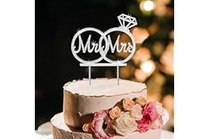 LWAIX Cake Topper Boda Novios Tarta Topper para Tartas de Mr y Mrs para Bodas Fiestas Compromisos Aniversarios (Plata)