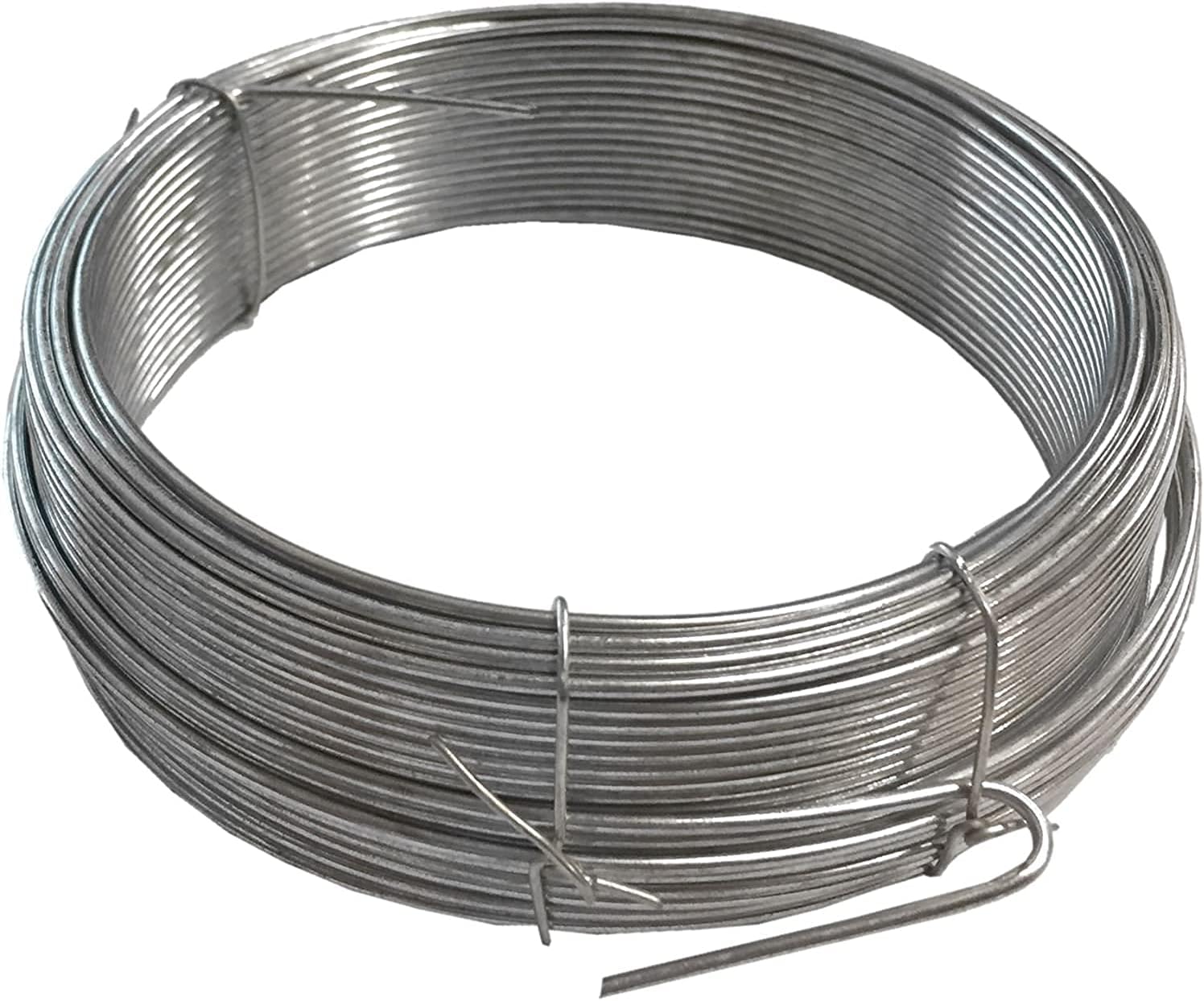 Merriway BH00327 Galvanised Garden Wire, 2mm x 20 Metres (65ft) 12 Gauge 5/64 inch Thickness, Grey,Grey