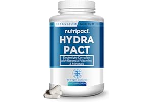 Electrolytes Complex Plus – Rehydration, Fasting, Hangover, Keto Friendly Formula with Added Vitamins & Minerals – 90 Vegan Capsules – High Strength Electrolyte Supplement Hydra Pact by Nutripact