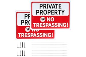 SVALOR 2 Pack Private Property No Trespassing Signs, 10"x 7" Private Property Signs Outdoor No Trespassing, Reflective Aluminum Sign with Screws and Zip Ties Indoor and Outdoor Use