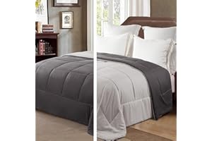 Exclusivo Mezcla Piumino letto Matrimoniale, Piumino trapuntato soffice e traspirante, adatto a tutte le stagioni, 220x230 CM Grigio