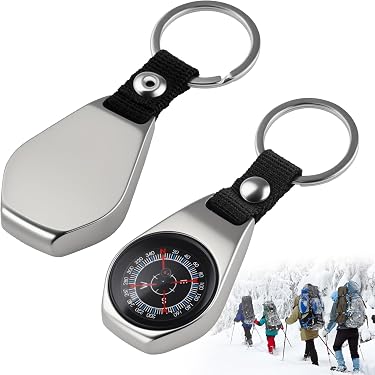 2 Pièces Boussole Porte-Clés Mini Vintage - Boussole De Poche En Alliage De Zinc Pour Randonnée Et Voyage