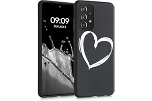 kwmobile Carcasa Compatible con Samsung Galaxy A52 / A52 5G / A52s 5G - Funda móvil TPU - Dibujo de corazón Blanco/Negro