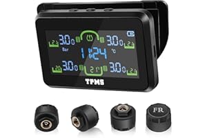 Liwogi TPMS Sistema Monitoreo de Presión de Neumáticos con Soporte, Control Presion Neumaticos Coche, Carga Inalámbrica, Alerta de presión, Pantalla de Temperatura del Neumático 3.5Bar/99PSI