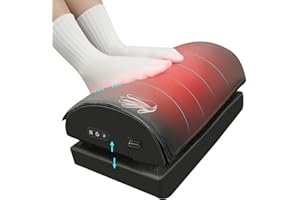 Snailax Foot Rest Under Desk, Heated Desk Footrest for Office Use with Vibration Massage, Feet Warmer with Double Layer Adjustable Height