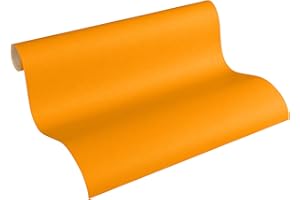 A.S. CRÉATION Papier Peint Uni Little Stars Papier peint intissé 10.05 m x 0.53 m Orange Fabriqué en Allemagne par Livingwalls 358346 35834-6