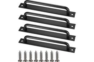 Qeapug 4 Stück Scheunentor Griff, Schiebetür Handgriff Schwarz, Türgriffe Hochleistungs mit Schrauben Schranktürgriffe Eisenware Türgriff Für Schrank Küchen Möbel Schlafzimmer