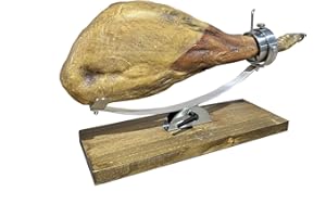 FERRETERIA LEPANTO Jamonero Profesional de Acero Inoxidable con Base de Madera | Soporte jamonero para Jamón y Paletilla | Sistema Basculante y Giratorio para un Corte Preciso (Sin Set)