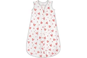 LILBESTIE Baby Sleeping Bag 1.0 Tog, 100% Cotton Summer Newborn Sleeping Bag Baby 12-18 Months, Toddler Sleep Sack Lightweight Sleep Bag, Heart