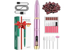 ‎WEIYI WEIYI Nagelfräser,Elektrischer Nagelfräser mit 11 Aufsätzen und 26 Schleifbändern,Wiederaufladbarer Fräser für Gelnägel,Elektrische Nagelfeile für professionelle Maniküre und Pediküre（violett）