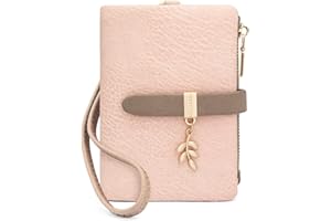 GOUNNU Monederos de Mujer Cuero PU Cartera Mujer Pequeña RFID Bloqueo Billeteras para Mujer con Cremallera de Bolsillo, Carteras Monedero Mujer con 7 Ranuras para Tarjetas y Pulsera (Rosa)