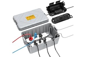 Housolution Boîter Électrique Extérieure Grande avec 2 Petites Couvertures de Sécurité pour Prises, IP54 Anti-Pluie pour Câbles, Boîtier Étanche pour Multiprise, Prise et Lumières de Noël, Gris