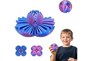 BALKWAN Gear Ball 3D Printed Fidget Toy Spinning Gear Sphere for Stress Relief Anxiety Fun Desk Toy for Adults Kids Stocking Filler Birthday Christmas White Elephant Gifts (Lustrous Purple, Diameter: 2.5 In)