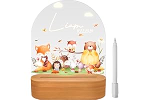 CENOVE Veilleuse Bébé Personnalisé, Peut DIY Nom et la Date, Personnalisé Lampe Chevet Enfant, Naissance Fille et Garçon, Cadeau Bebe, Cadeau Bapteme Fille Garçon