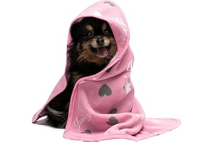 Juicy Couture Hundehandtuch mit Kapuze, Rosa, 100 % Mikrofaser, mit Kapuze und Schnappverschluss, saugfähig, schnell trocknend, maschinenwaschbar, mit Kapuze zum Trocknen von Hunden und Katzen