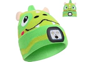 APODESS Kinder Mütze mit Led Licht Wintermütze Kinder Led Mütze USB Wiederaufladbare 4 LED Lampe Winter Warme Stirnlampe Strickmütze Leuchtmütze Kinder Geschenkideen Weihnachten für Jungen Mädchen