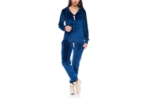 Crazy Age Damen Jumpsuit aus Samt (Nicki, Velvet) Wohlfühlen mit Style. Elegant, Kuschelig, Weich. Overall, Ganzkörperanzug, Jogging - Freizeit Anzug, Onesie