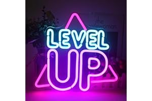 LUCUNSTAR Level Up neonowa tabliczka do dekoracji ściany, neonowe światło, kreatywna tabliczka LED zasilana przez USB, do pokoju zabaw, do dekoracji strefy zabaw