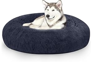 Kasunpul Hundebett Flauschig, Katzenbett, Donut Kissen, Hundekissen, Hundekorb, Hundebett Rund Waschbar, Hundesofa für Katzen und kleine Hunde, 120 cm Durchmesser, Dunkelgrau