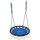 Physionics® Altalena a Nido - 100 cm, Portata Massima 300 kg, Tessuto Oxford, Altezza Regolabile, Rosa-Nero, da Esterno/Interno - Altalena Rotonda, per Bambini e Adulti, da Giardino