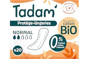 TADAM' - Protège-Lingeries Dermo-Sensitifs - Format Normal - Plié Pocket - Coton Bio - Ultra discret - Sans substances toxiques - 20 unités