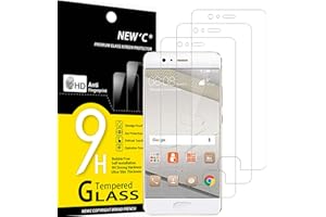 NEW'C [3 sztuki], Szkło dla Huawei P10 Hartowane i Folia Ochronna Ochraniacz Ekranu - Bez pęcherzyków powietrza, odporność na zarysowania