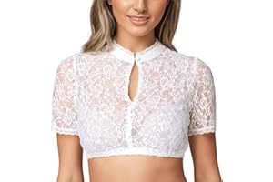 Generisch Dirndlbluse Damen Kurzarm Trachtenbluse Damen Dirndlblusen Spitze Dirndl Blusen Elegant Dirndl Bluse Spitzenbluse für Oktoberfest Trachten Halloween Weihnachten Traditionell Kleider