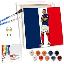 QDUODUO Peinture par numéros de football pour adultes, junior, enfants débutants, CR7 Ensemble de peinture et de bricolage avec toile, pinceaux, pigment acrylique, 40x50cm Grand kit de peinture DIY
